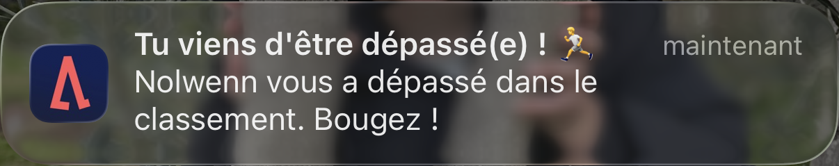 Notification classement dépassé